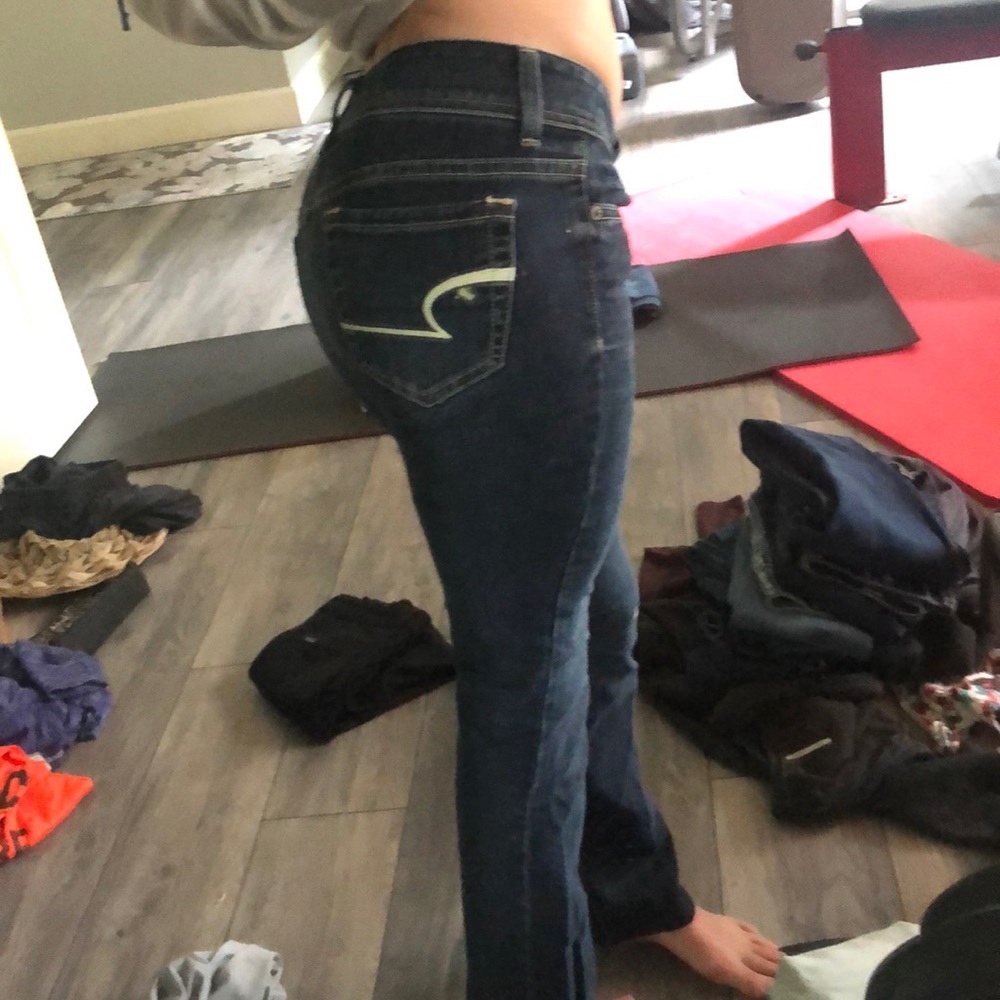 American eagle original boot style jeans with a stretchy feel to them